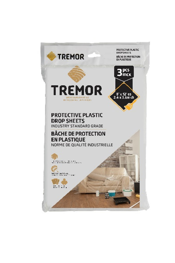 Plastic Drop Sheet 8' x 12' - 3-Pack